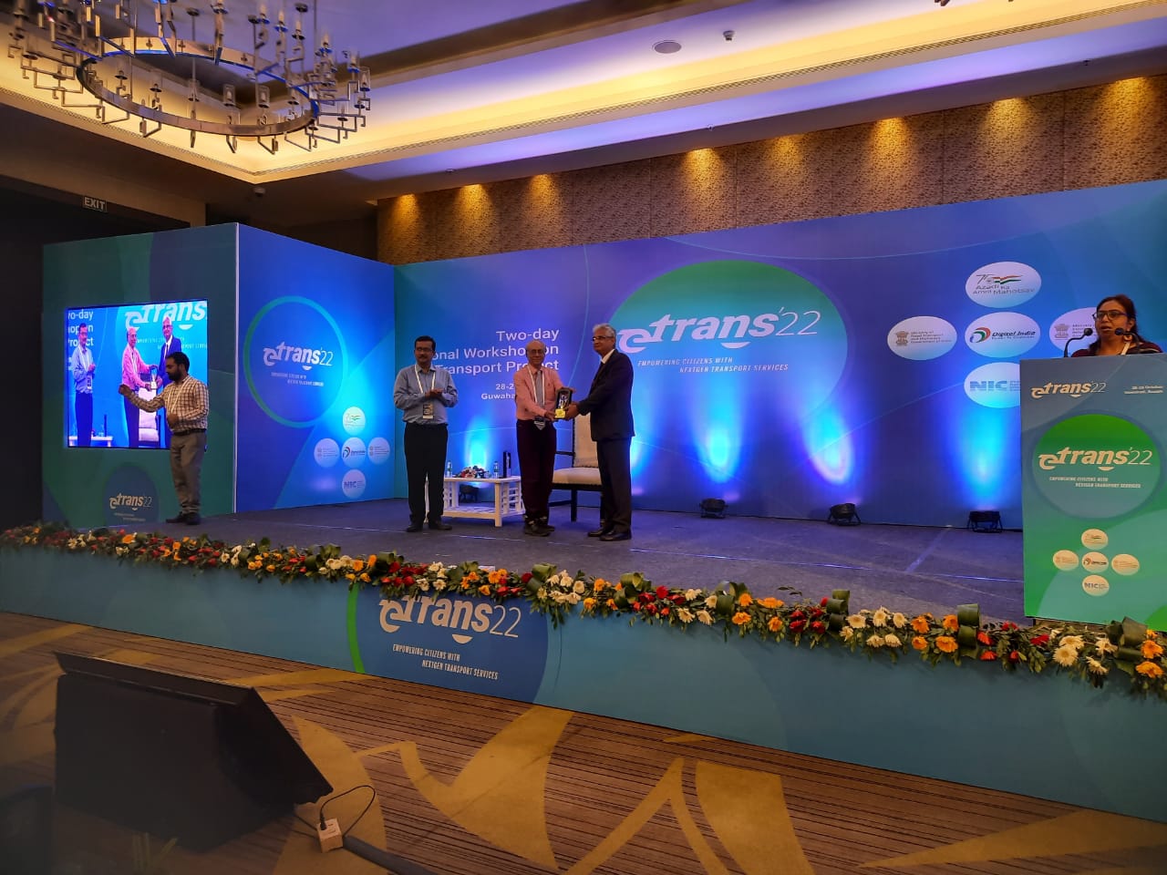 Dr.Saibal receiving an award for E-Transport Project of NIC at Guwahati