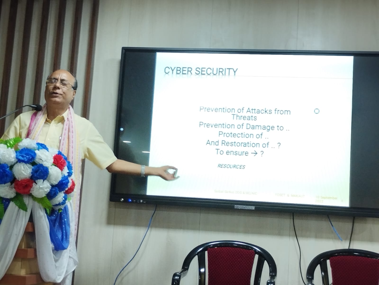 Dr.Saibal delivering a lecture on Gurunanak Institute of Technology
